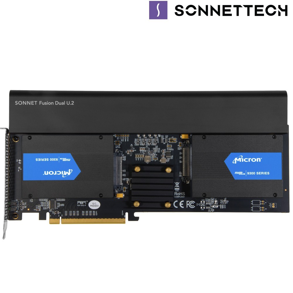 Sonnet Fusion Dual U.2 SSD - 2x U.2 NVMe SSD PCIe Storage Card