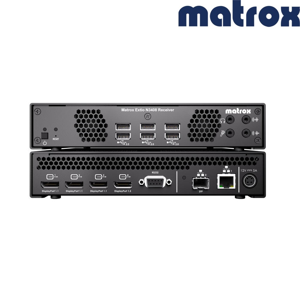 Matrox Extio N3408 – 4K IP KVM Receiver Appliance for Mission-Critical Environments