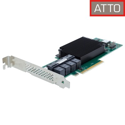 ATTO ESAH-120F-GT0 – Tarjeta HBA 12Gb SAS/SATA interno 16 puertos SFF-8643, PCIe 4.0 x8, Perfil Bajo