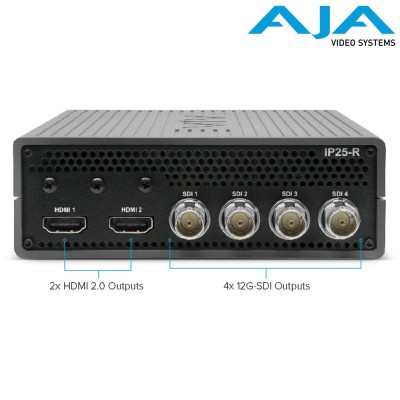 AJA IP25-R – Convertidor SMPTE ST 2110 a 12G-SDI/HDMI 4K, doble 25GigE, DA, HDR