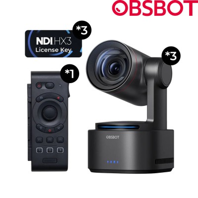 OBSBOT Tail 2 Multicam Combo - Professional 3 PTZ Kit with Smart Remote Control and 3 NDI Licenses